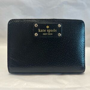 Kate Spade Black Textured Wallet with Gold Accents